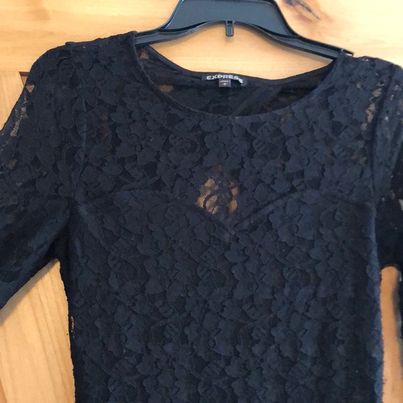 Black long sleeve lace Express open back dress - Picture 2 of 6
